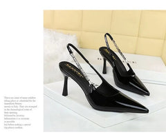 High Heel Rhinestone Slingback Sandals