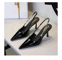 High Heel Rhinestone Slingback Sandals