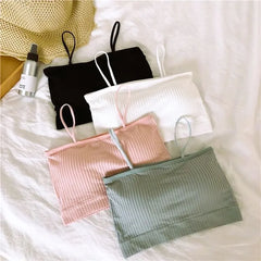Spaghetti Strap Ribbed Bandeau