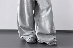 Drawstring Waist Plain Panel Baggy Sweatpants
