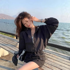 Plain Hooded Zip Windbreaker