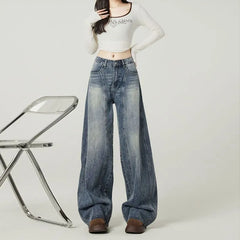 Mid Waist Washed Baggy Jeans