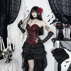 Chain Double Breasted Panel Jacquard Tube Bustier Top