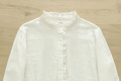 Long-Sleeve Plain Ruffle Shirt