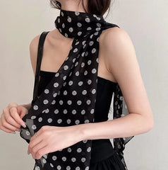 Polka Dot Mesh Narrow Scarf (Various Designs)