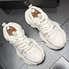 Mesh Panel Lace-Up Platform Sneakers