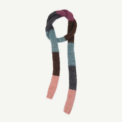 Color Block Knit Narrow Scarf