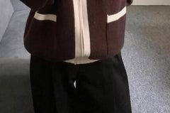 Unisex Two-Tone Zip-Up Cardigan
