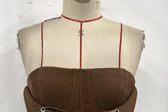 Plain Lace-Up Crop Corset Tube Top