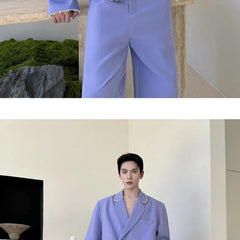 Set: Double Breasted Crop Blazer + Wide Leg Dress Pants