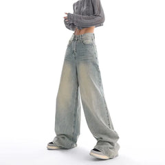 Low Waist Washed Loose-Fit Wide Leg Jeans