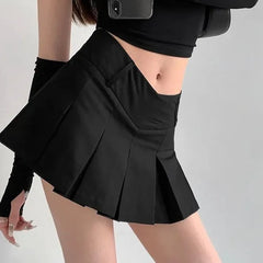 Mid Waist V-Shape Pleated Mini Skirt in 6 Colors