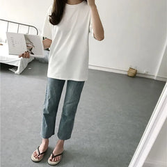 Short-Sleeve Round Neck  / V-Neck Plain T-Shirt