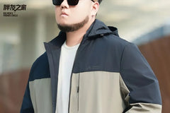 Plus Size Hooded Two Tone Zip Jacket