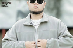 Plus Size Plain Zip Jacket