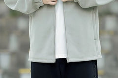 Plus Size Plain Zip Jacket