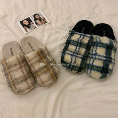 Plaid Chenille Home Slippers