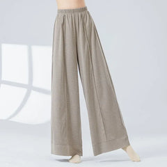 Elastic Waist Plain Dance Wide Leg Pants