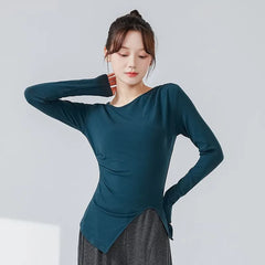 Long-Sleeve Round Neck Plain Dance T-Shirt
