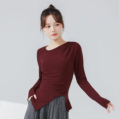 Long-Sleeve Round Neck Plain Dance T-Shirt