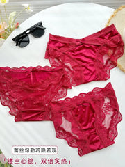 Couple Matching Set: Lace Panel Panty + Plain Boxer Brief