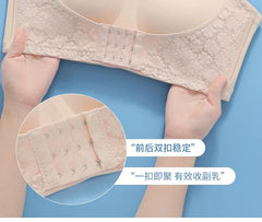 [90B - 110E] Plus Size Lace Panel Front Closure Wireless Bra