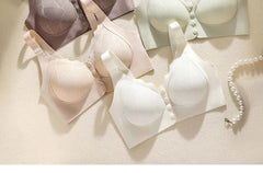 [90B - 110D] Plus Size Lace Panel Button-Up Wireless Bra