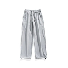 Drawstring Waist Contrast Stitched Loose Fit Sweatants