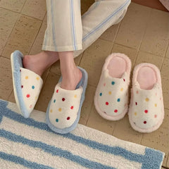 Dotted Fluffy Home Slippers
