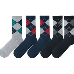 Set of 5: Argyle Crew Socks