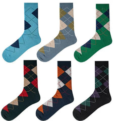 Set of 6: Argyle Crew Socks