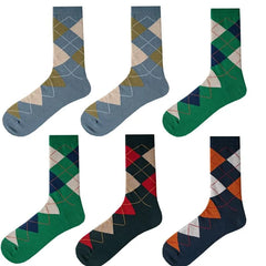 Set of 6: Argyle Crew Socks