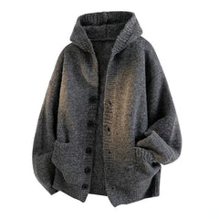 Plain Hooded Button-Up Cardigan