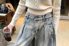 Low Rise Washed Barrel Leg Baggy Jeans