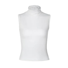 Mock Neck Plain Open-Back Slim-Fit Crop Tank Top