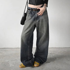 Mid-Rise Washed Baggy Jeans