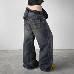 Mid-Rise Washed Baggy Jeans