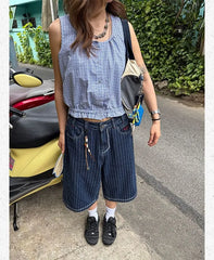 Low Waist Striped Jorts