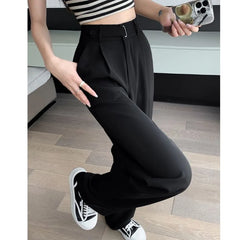 High Rise Plain Wide Leg Suit Pants (Various Designs)