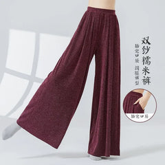 High Waist Plain Wide Leg Dance Pants