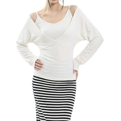 Plain Camisole Top / Long-Sleeve V-Neck Plain Knit Top