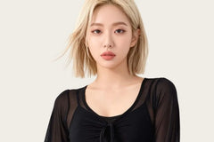 Long-Sleeve V-Neck Plain Crop Sports Top