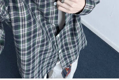Long-Sleeve Collared Plaid Button Up Shirt