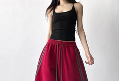 Drawstring Waist Striped Baggy Pants