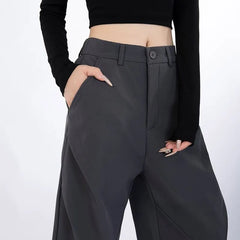 Mid Rise Plain Ruched Fleece-Lined Baggy Slacks (Various Designs)