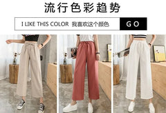 Drawstring Linen Cotton Wide-Leg Crop Pants
