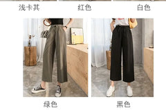 Drawstring Linen Cotton Wide-Leg Crop Pants