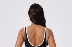 Notch Neck Contrast Trim Swimsuit