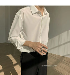 Plain Long-Sleeve Loose Shirt