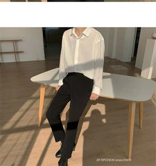 Plain Long-Sleeve Loose Shirt